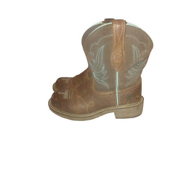 Ariat Shoes - Ariat Fatbaby Western Boots Brown Leather Turquoise Embroidery Womens 8.5